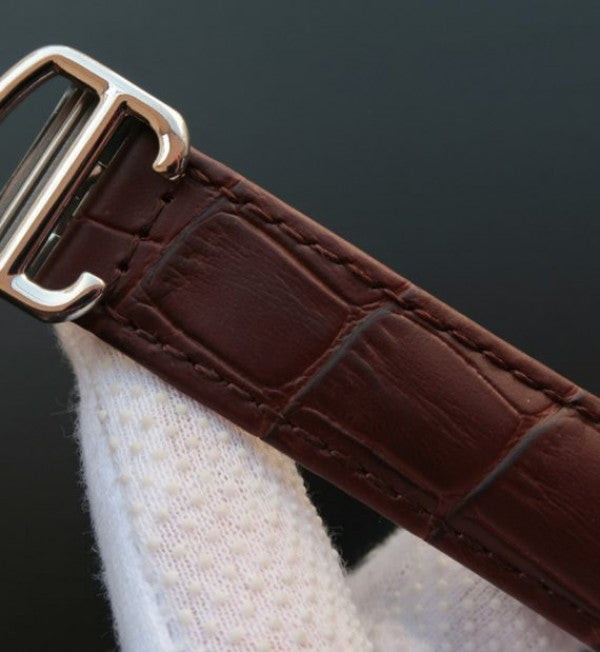 Replica Cartier Santos WH100651 Diamond SS White Dial Leather Strap A9015