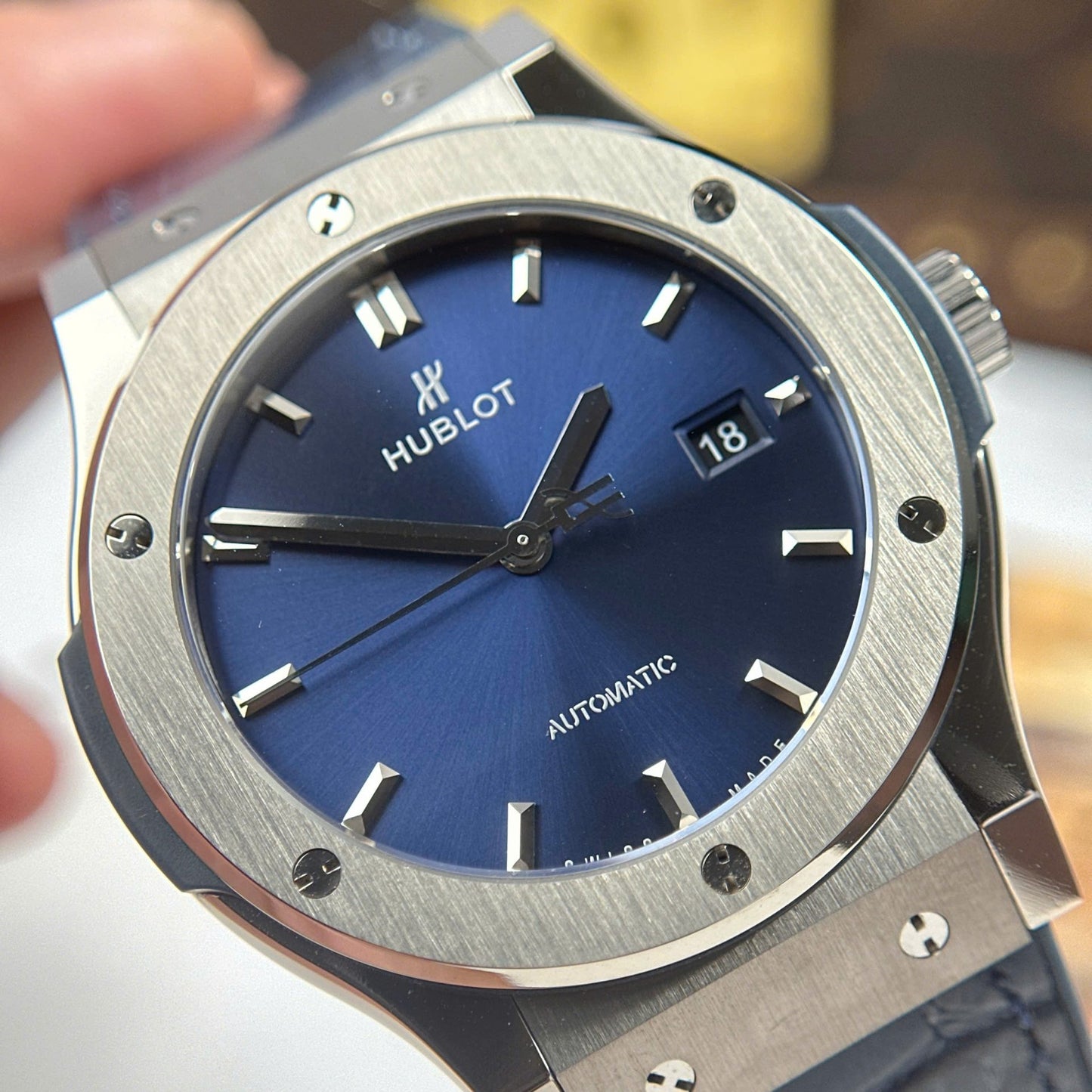 Hublot Classic Fusion Titanium Imitation Watches Blue Dial Weight 84 Grams Super Light JJZ Factory 42mm