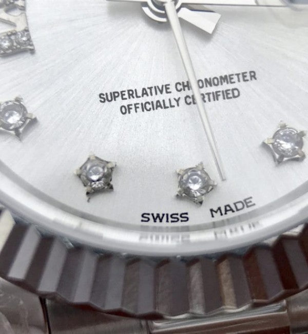 Replica Rolex DateJust 28mm Fluted Bezel White Dial Diamonds Rome Markers Bracelet A2236
