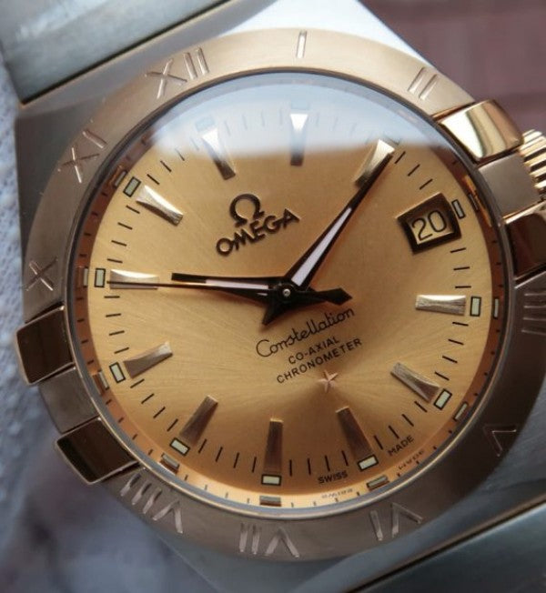 Replica Omega V6 Constellation 35mm YG Bezel YG Dial SS Bracelet A2500