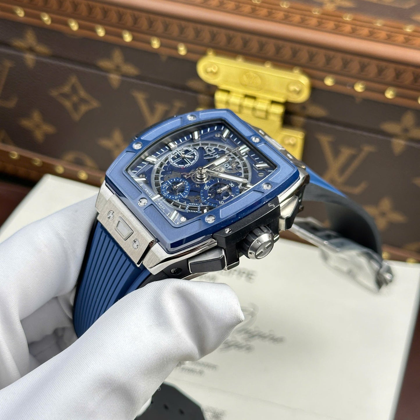 Hublot Spirit Of Big Bang Titanium Replica Watch Bezel Blue BBF Factory 42mm