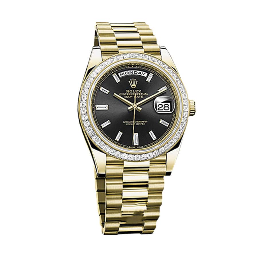 Rolex Day-Date 228398TBR Yellow Gold   Diamonds Black Dial Replica