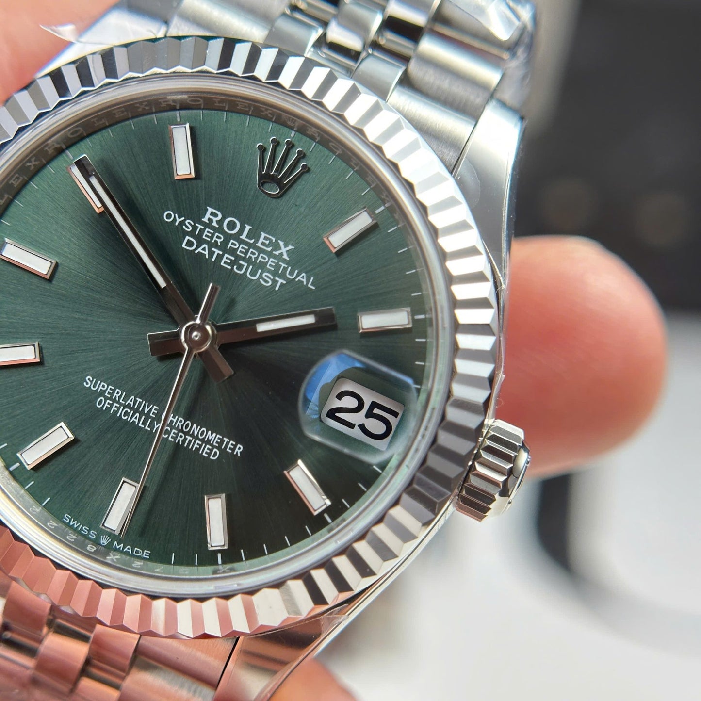 Rolex DateJust Replica Watch Dial Green Jubilee Strap THB Factory 31mm