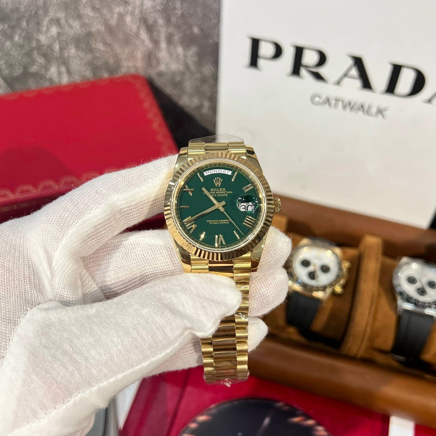 Rolex Replica 1:1 Watch Day-Date 228238 Green Dial Yellow Gold GM Factory V2 40mm