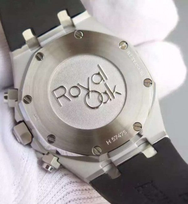 Replica Audemars Piguet Royal Oak Chronograph SS White Dial Rubber Strap A7750