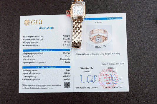 Cartier Panthere WJPN0009 Rose Gold Replica Watches Bezel Diamonds Moissanite 27x37mm