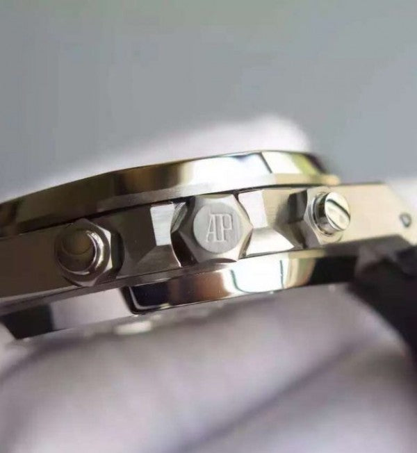 Replica Audemars Piguet Royal Oak Chronograph SS White Dial Rubber Strap A7750