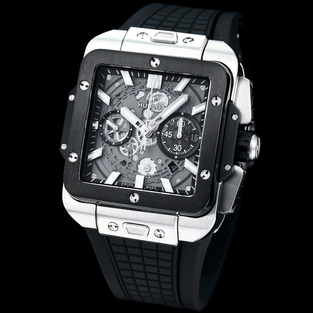 Hublot Big Bang, Square Bang Unico 42mm Textured Rubber Strap(1:1 replica)
