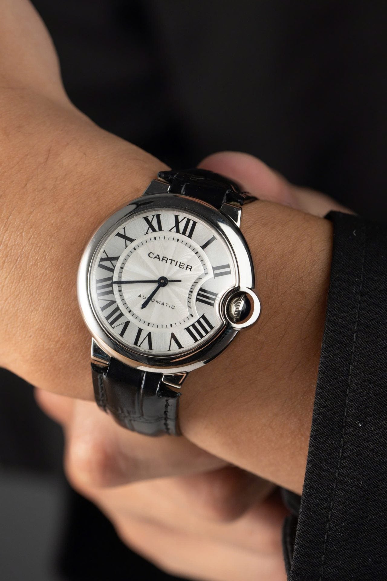 Cartier Ballon Bleu Replica 1:1 Watch White Dial Leather Strap 36mm