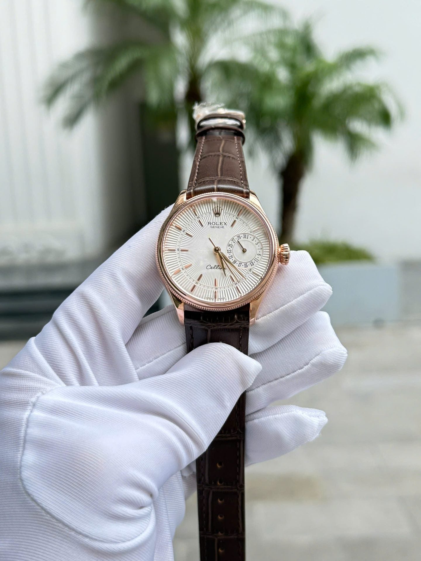Rolex Cellini 50515 White Dial Replica Watches 18K Gold Wapped Custom 39mm