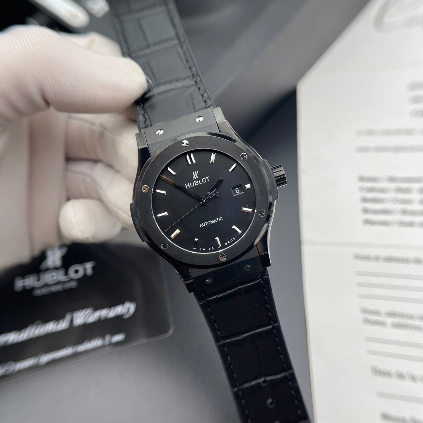 Hublot Classic Fusion Ceramic Clone Watch Black Dial HB Factory 42mm
