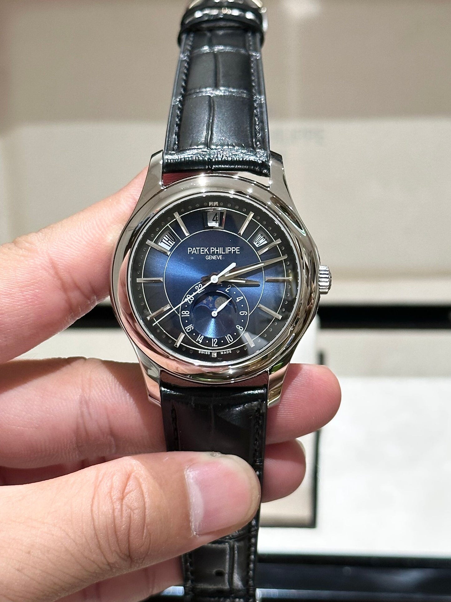Patek Philippe Complications 5205G Blue Dial Leather Strap Replica 11 Watch 40mm