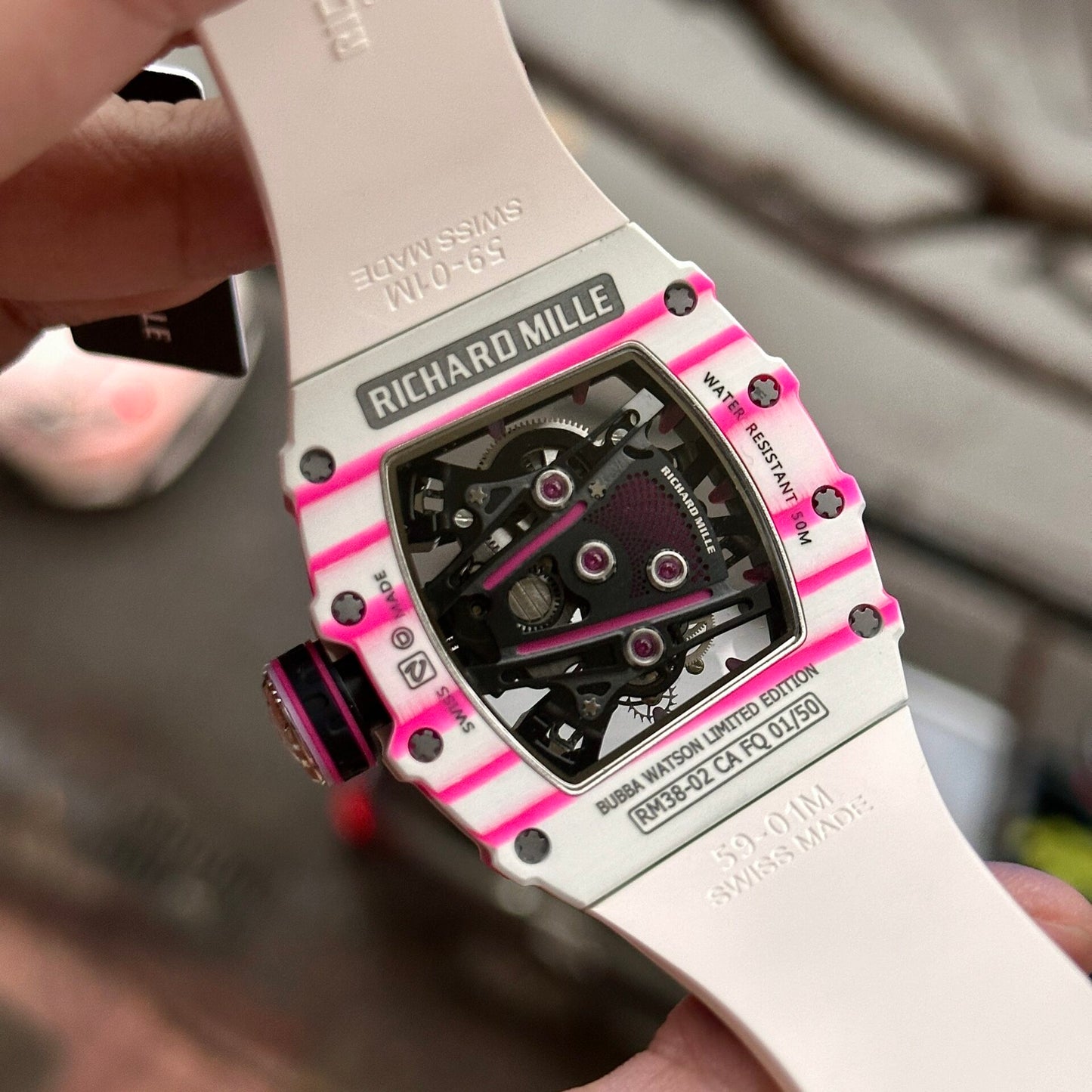 Richard Mille Replica Watch RM38-02 Tourbillon Rubber Strap 43.7mm