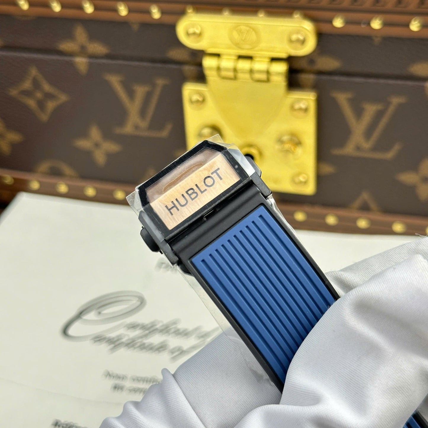 Hublot Spirit Of Big Bang King Gold Replica Watch Bezel Blue BBF Factory 42mm