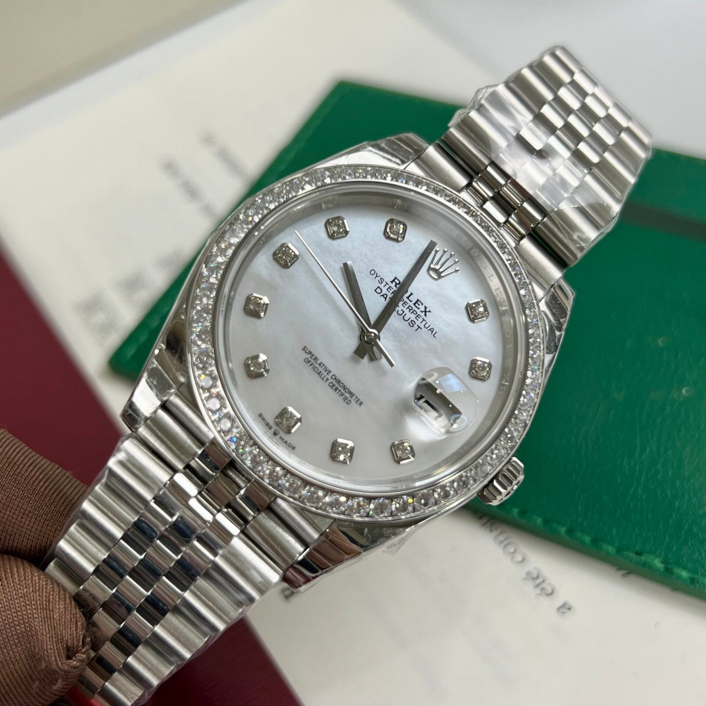 Rolex Replica 11 Watch DateJust Mother of Pearl Dial With Diamonds Bezel EW Factory 36-41mm