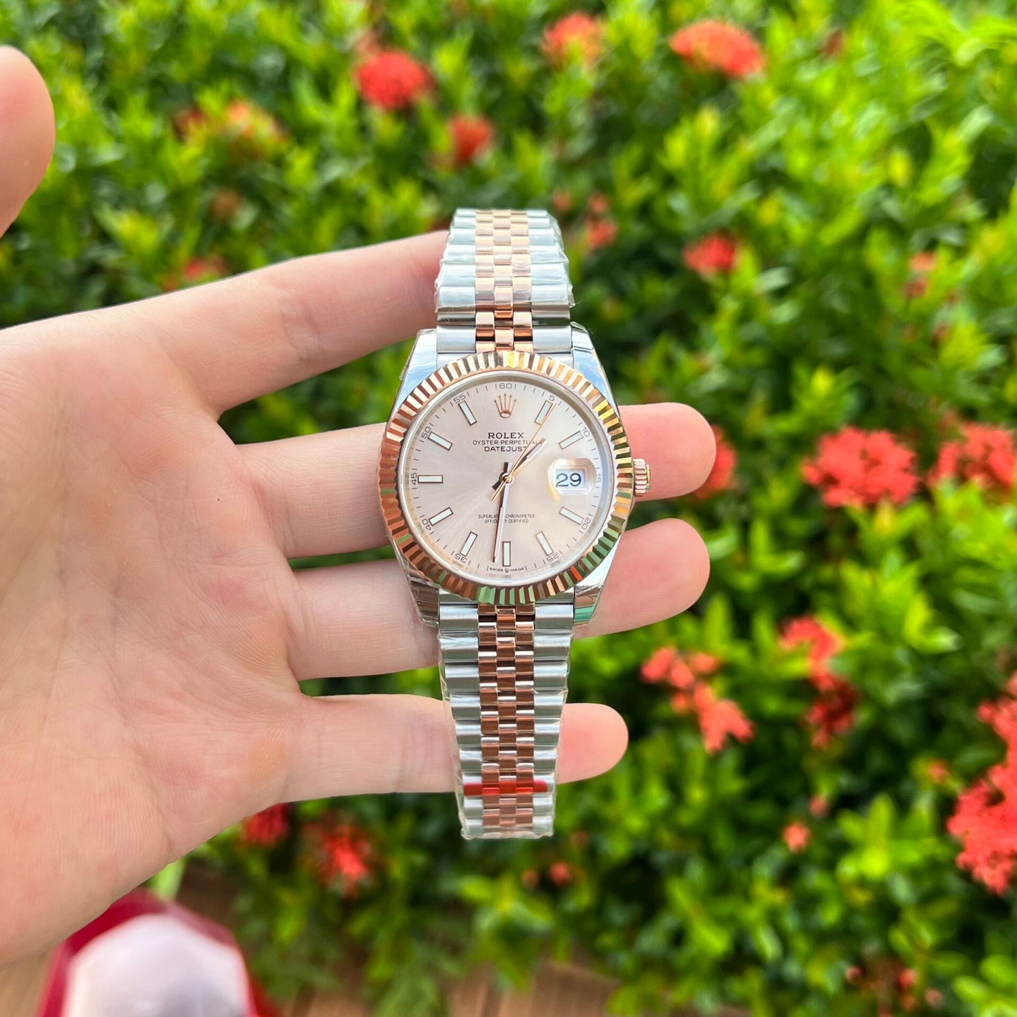 Rolex Replica 11 Watch DateJust Pink Dial Jubilee Strap Factory EW 41mm