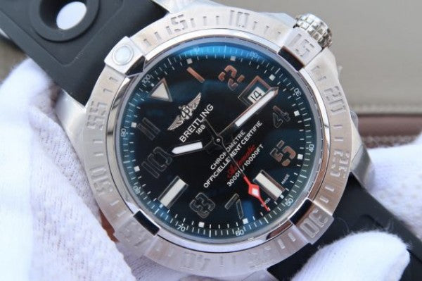 Replica Breitling Avenger II Seawolf SS GF Black Dial Black Rubber Strap A2824