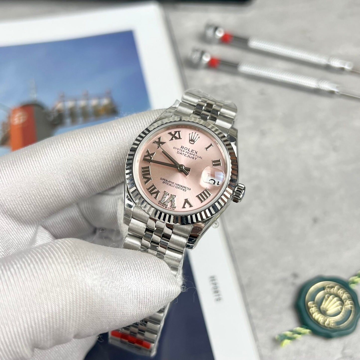 Rolex DateJust Women s Best Replica Watch Pink Dial Jubilee Strap EW 31mm