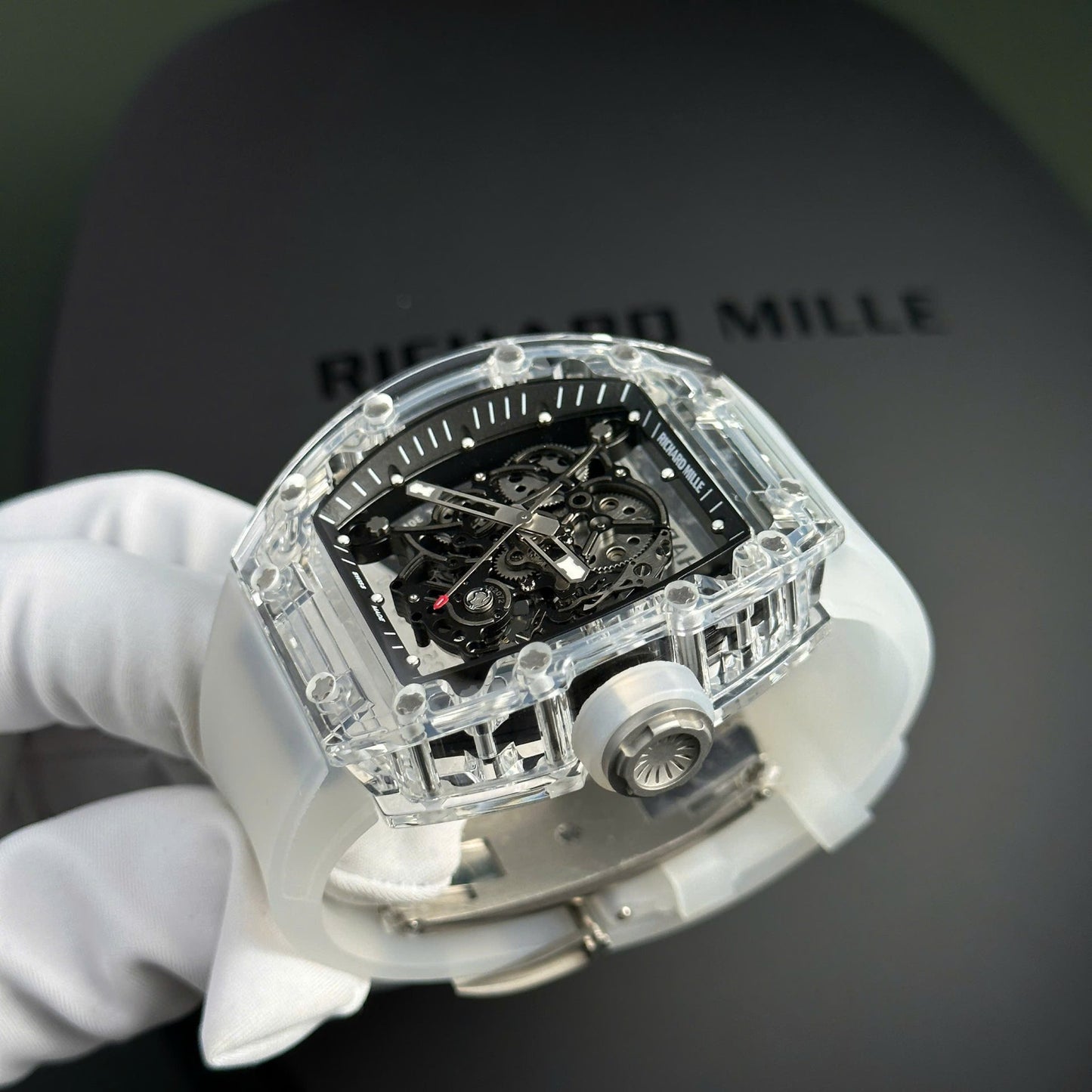 Richard Mille RM055 Sapphire Crystal Replica Watch Rubber Strap 45mm
