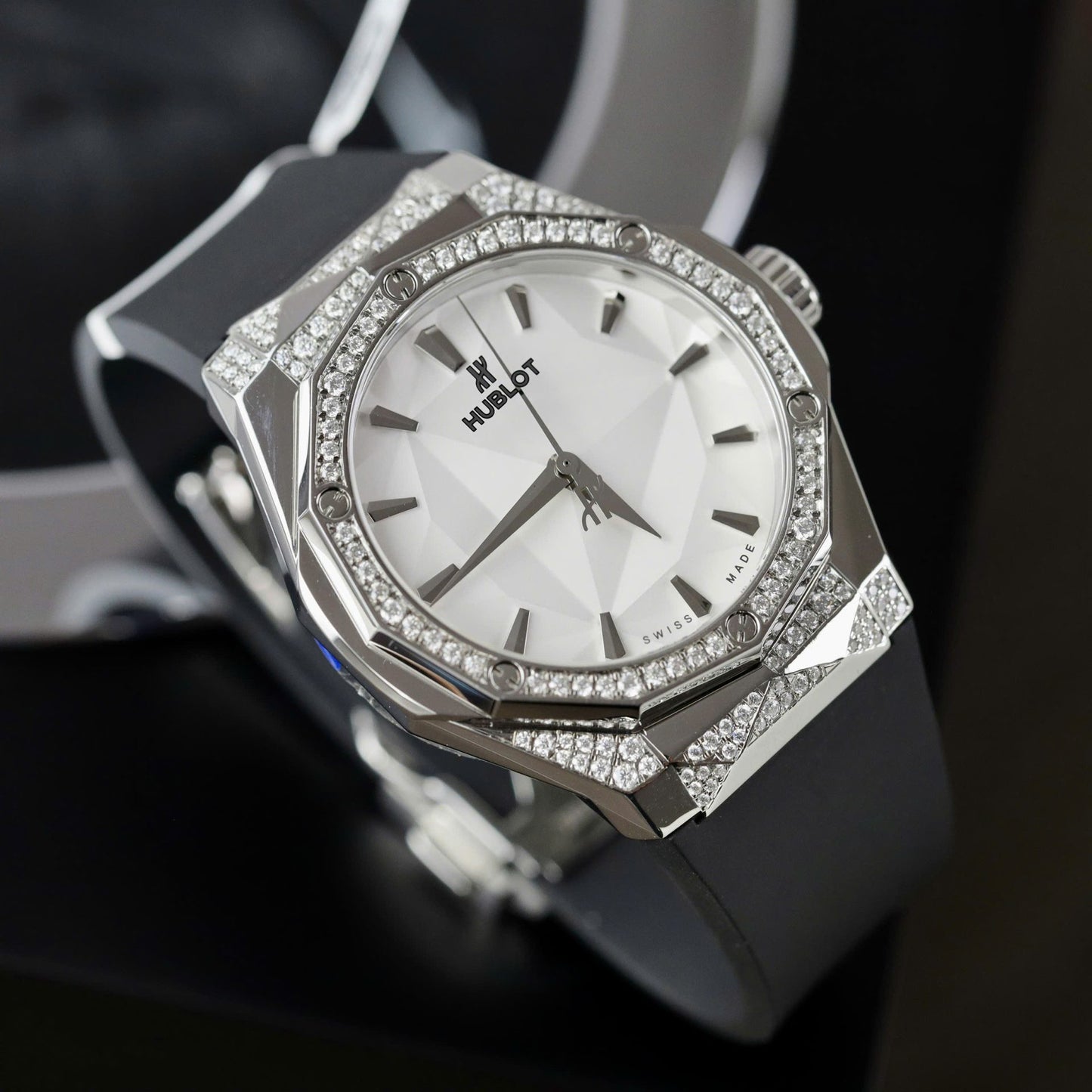 Hublot Orlinski White Dial Replica Watch Custom Moissanite Diamonds Hong Kong 40mm