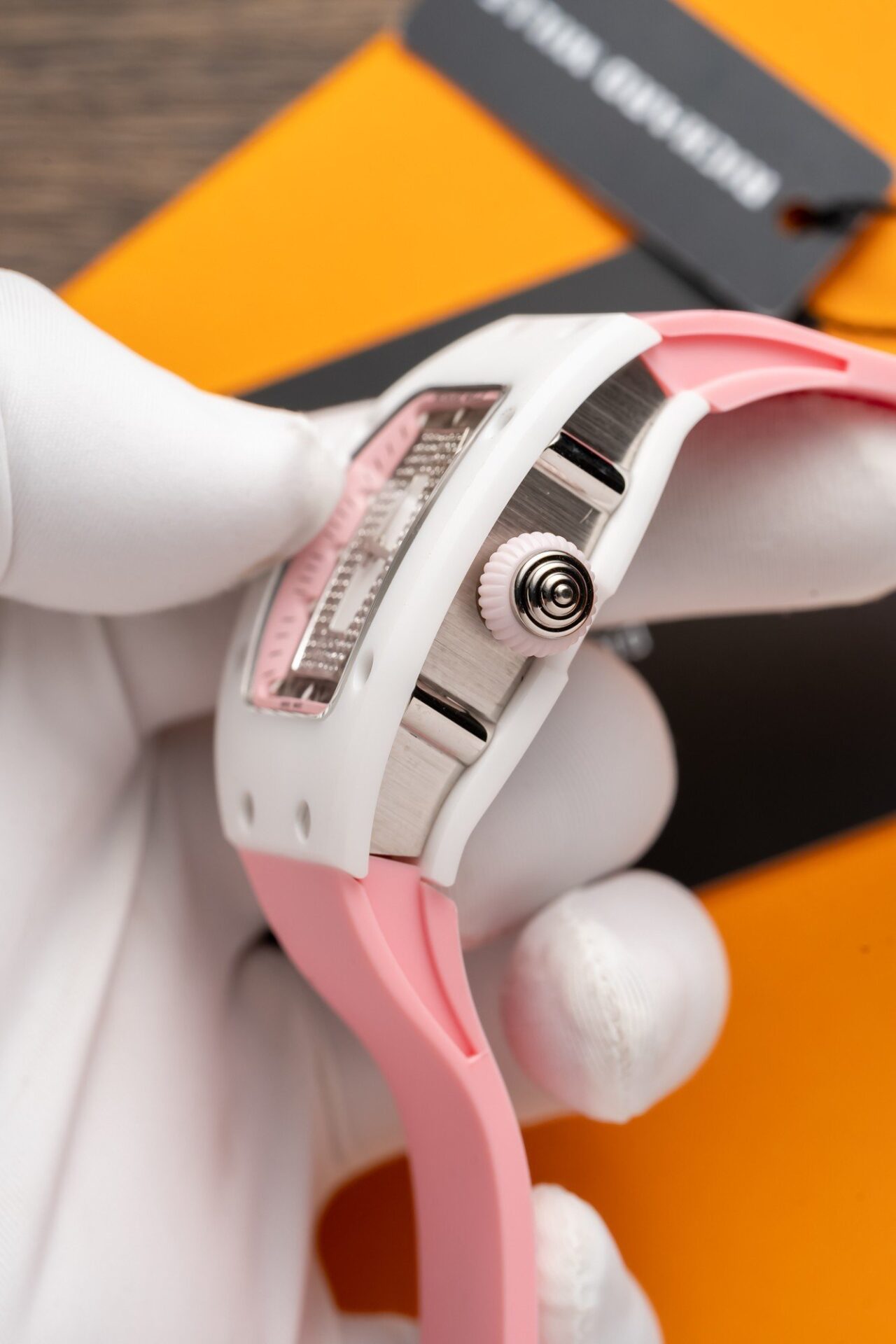 Richard Mille RM07-01 Ceramic Best Replica Watch Pink Rubber Strap 36mm