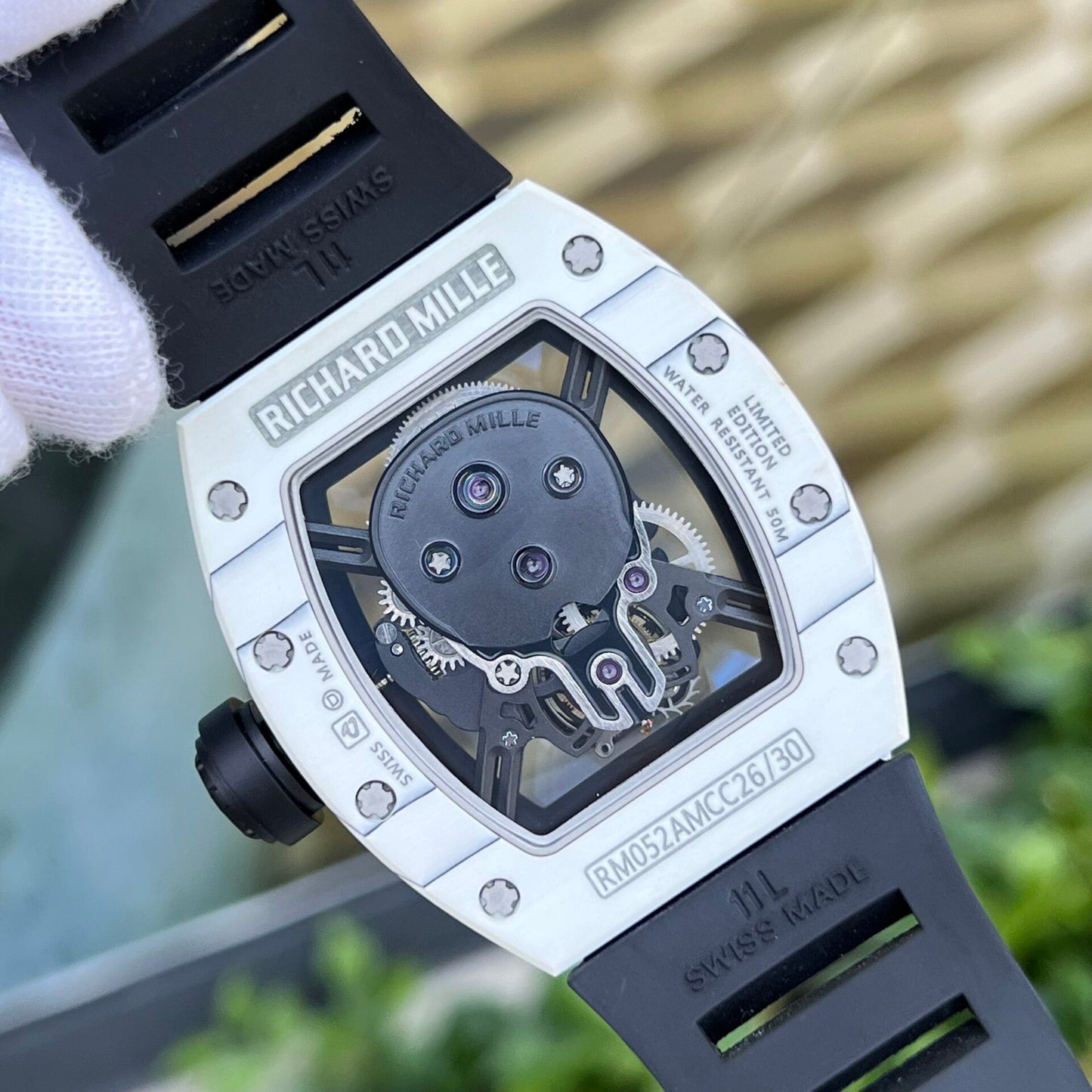 Richard Mille Replica 1:1 Watch RM052 Skull Tourbillon White Case 43mm