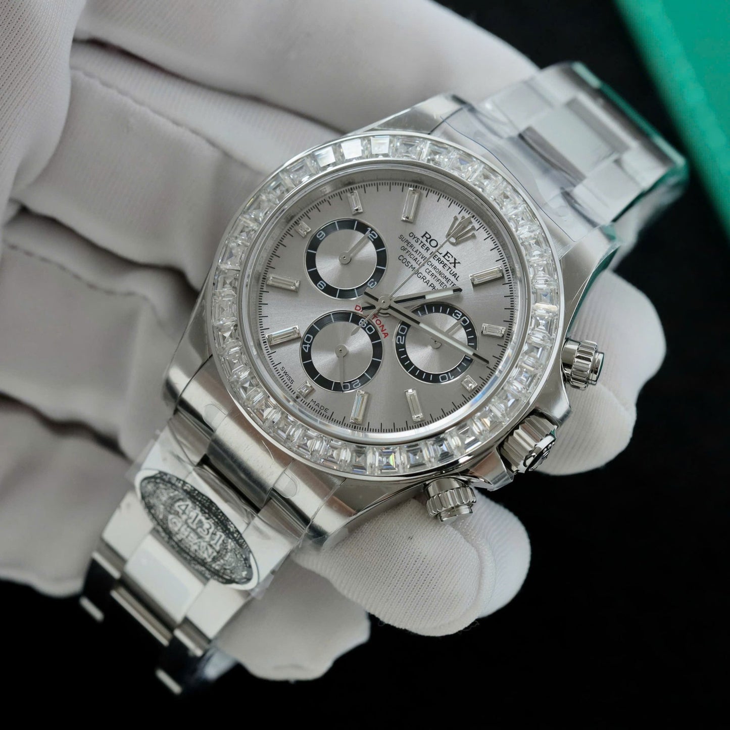 Rolex Daytona 126500 Copies Watch Diamonds Moissanite Custom 40mm