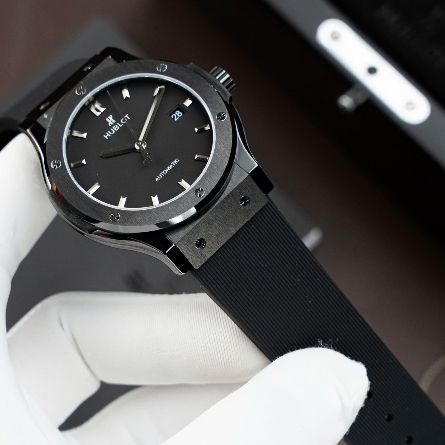 Hublot Classic Fusion Ceramic Black Rubber Strap Replica Watch 42mm