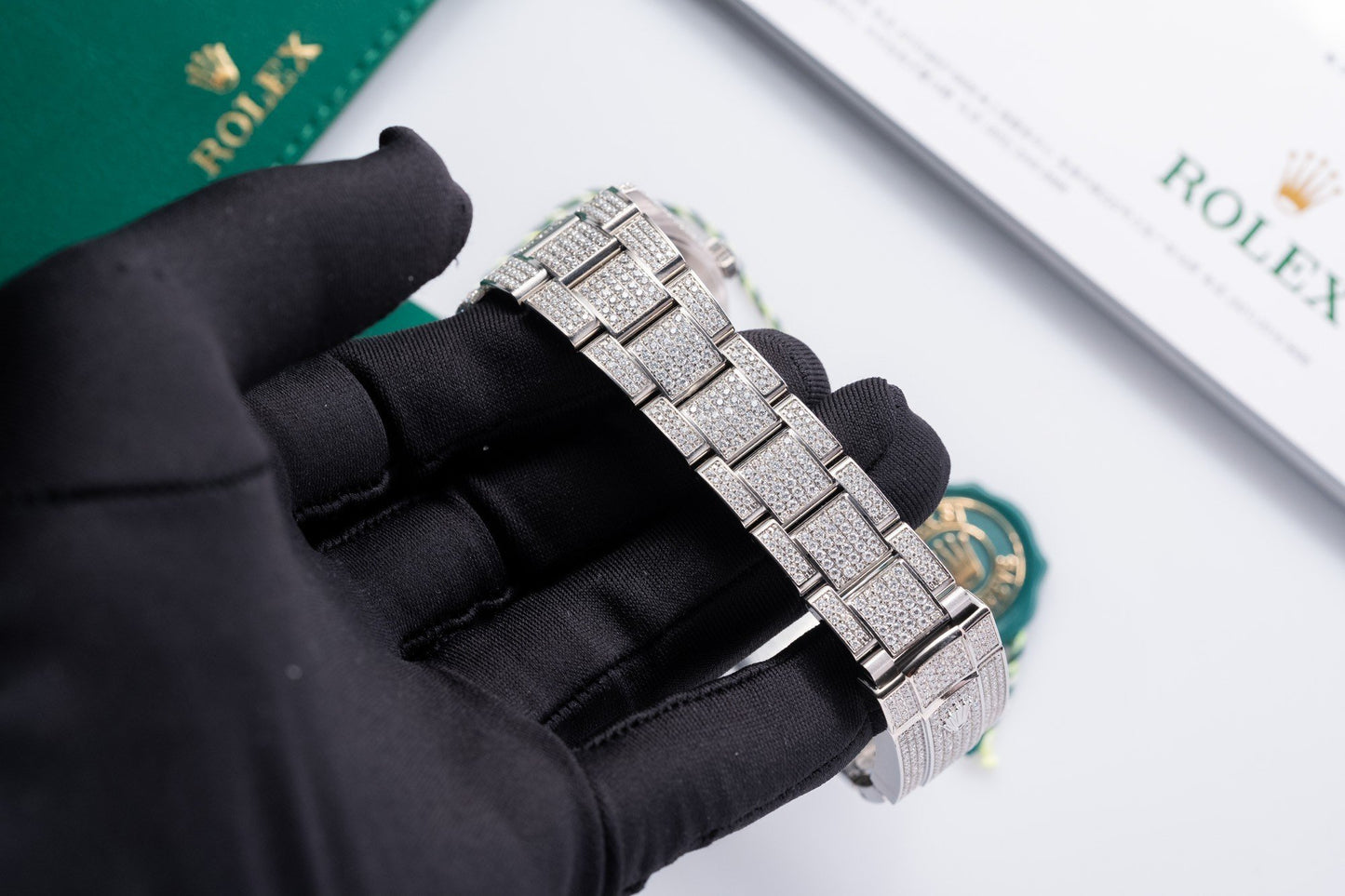 Rolex DateJust Rep 11 Watch Full Diamond Moissanite White 41mm