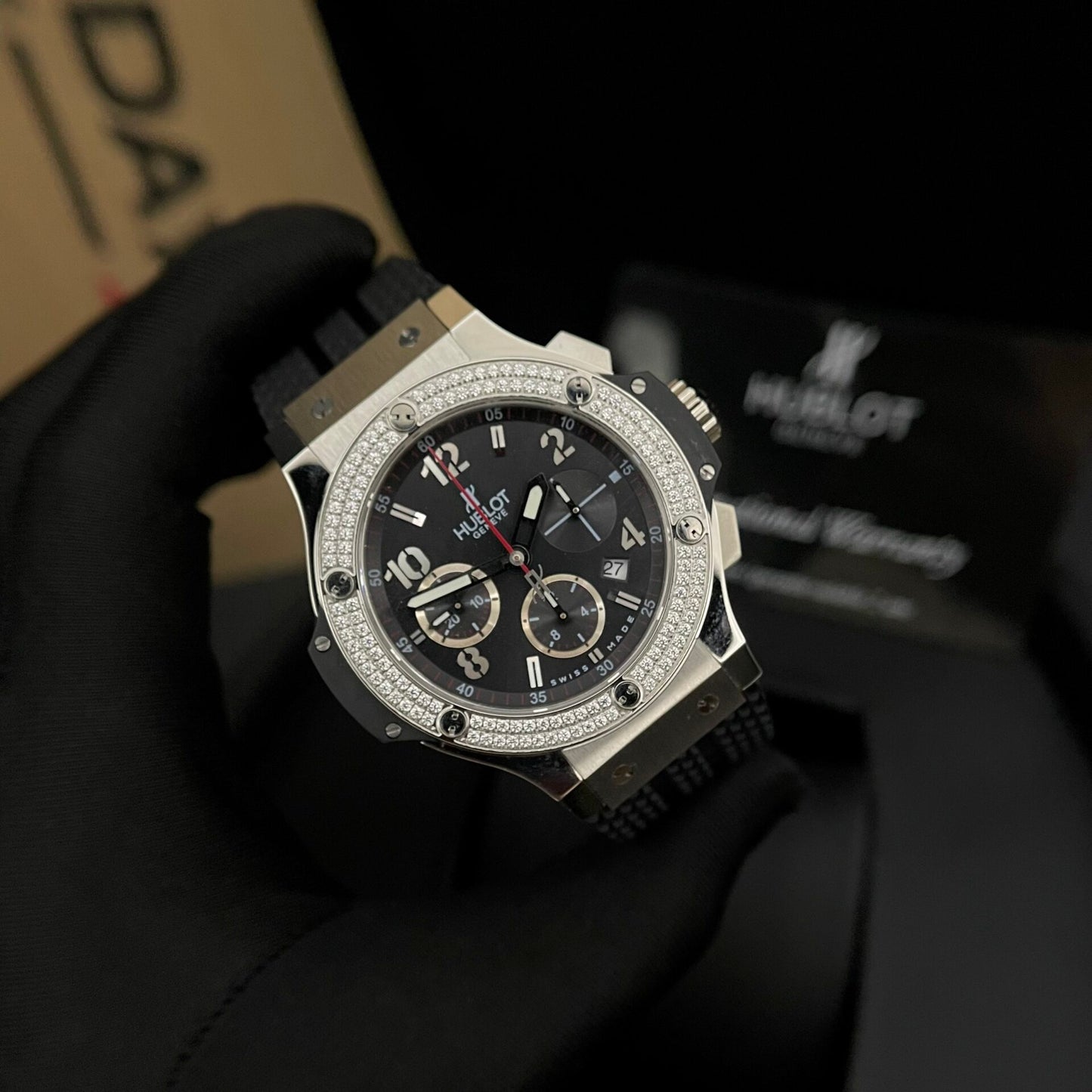 Hublot Big Bang Men s High Quality Replica Diamond Watch Rubber Strap 44mm