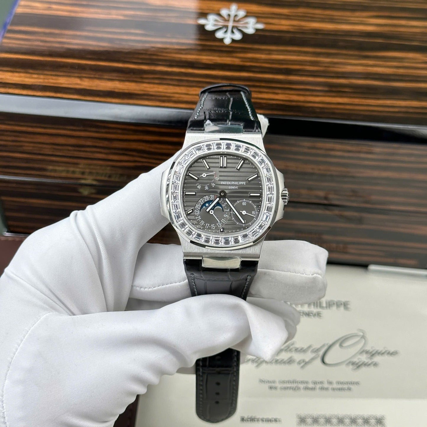 Patek Philippe Nautilus 5722 Replica Watch Grey Dial With Baguette PPF Factory 40mm