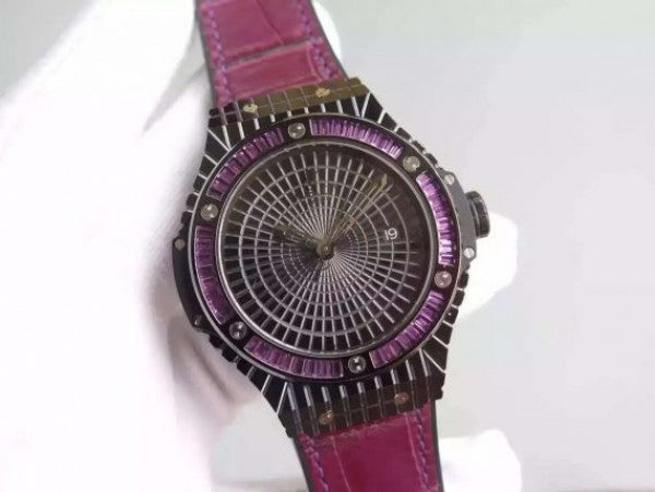 Replica Hublot Big Bang 41mm Tutti Frutti Maroon Caviar on Gummy Strap A2824