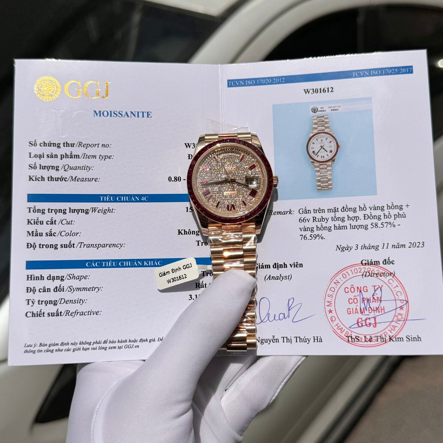 Rolex Best Replica Watch Day-Date Custom Ruby Red   Baguette Moissanite Diamonds GM Factory 40mm