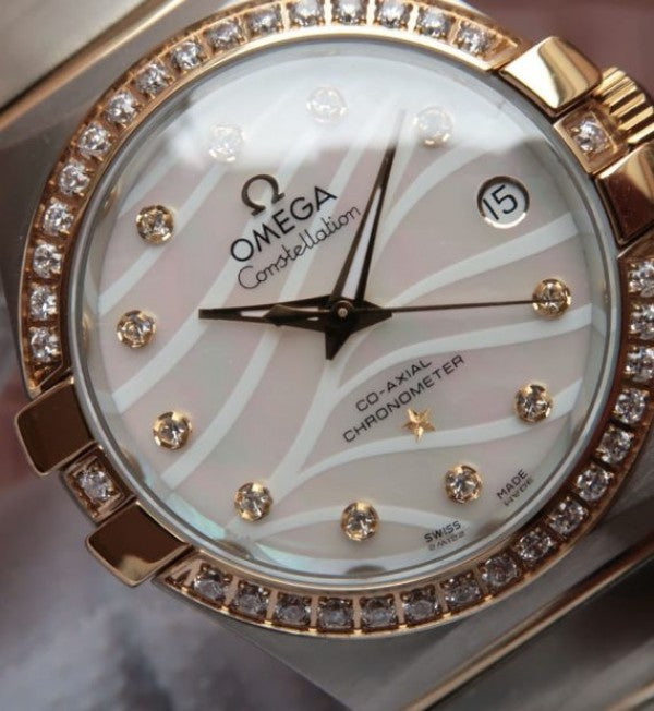 Replica Omega V6 Constellation 123.20.35 Diamonds Bezel White Dial