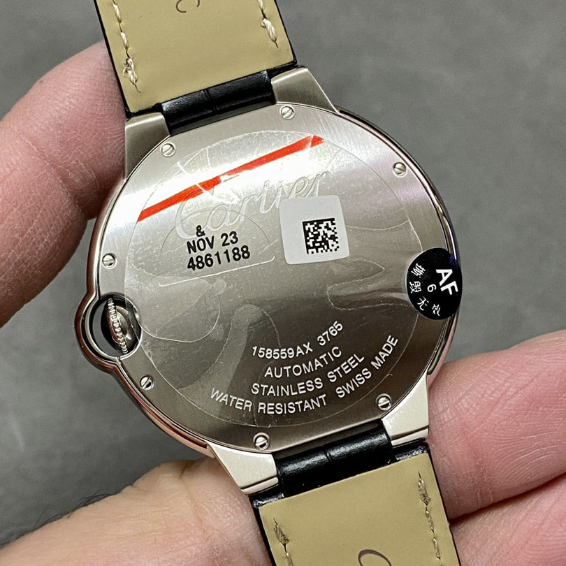 Cartier Ballon Bleu de Fake Cartier Watch Stainless Steel 42mm Silver Dial Leather Strap WSBB0026-AF(1:1 replica)
