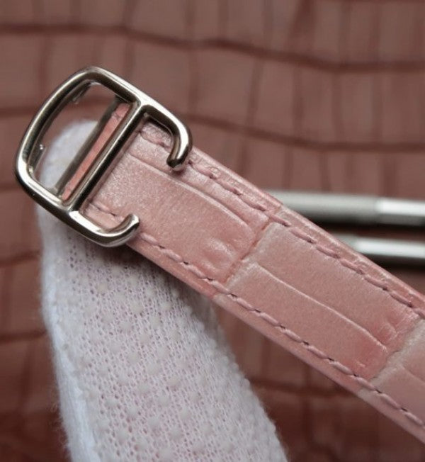 Replica Cartier Ballon Bleu Ladies 28MM White Dial Pink Leather Strap Ronda Quartz