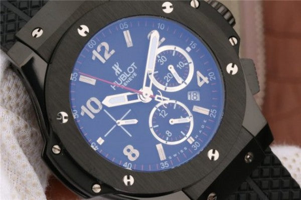 Replica Hublot Big Bang 44mm Full Ceramic Black Dial Black Rubber Strap HUB4100