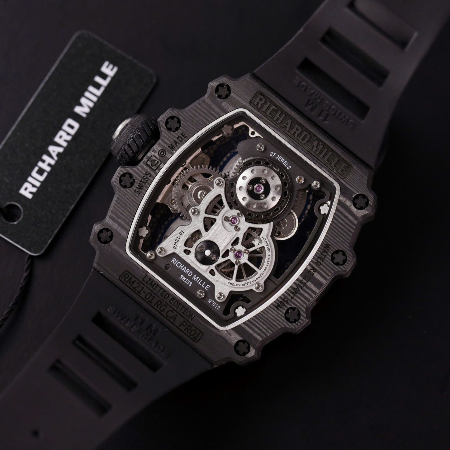 Richard Mille RM21-01 Tourbillon Best Replica Watch Rubber Strap 45mm