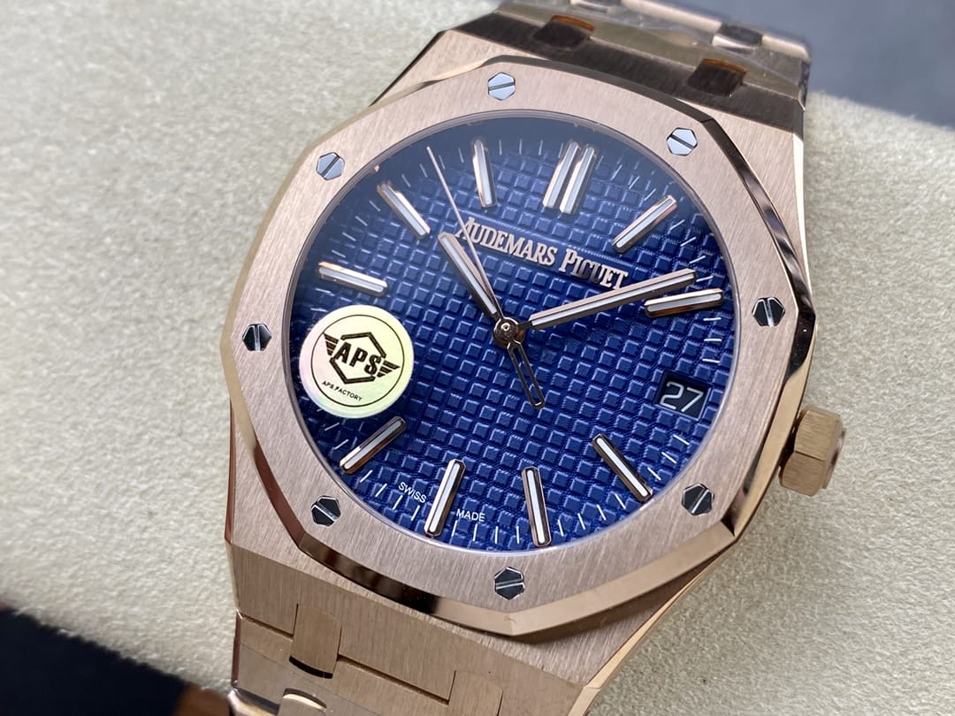 Audemars Piguet Replica AP Watch Royal Oak Selfwinding ¡°50th Anniversary¡± 41mm Rose Gold Blue Dial 15510OR.OO.1320OR.01-APS(1:1 replica)