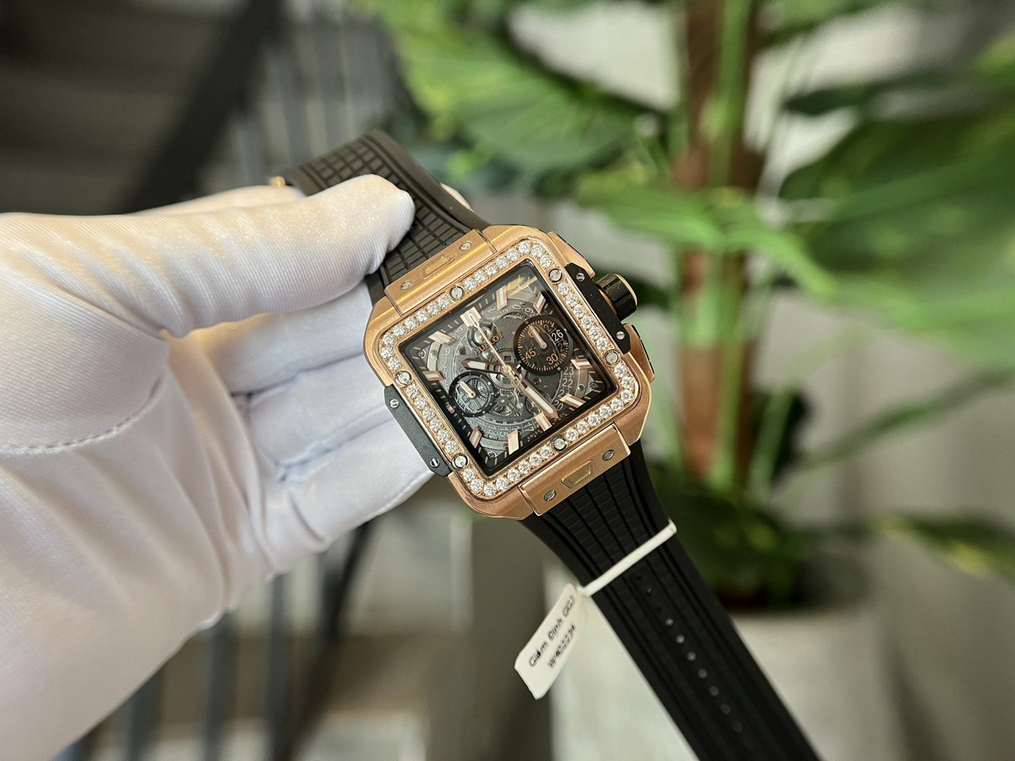 Hublot Best Replica Watch Square Bang King Gold Custom Moissanite Diamonds BBF 42mm