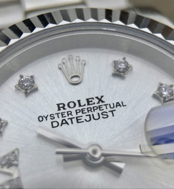 Replica Rolex DateJust 28mm Fluted Bezel White Dial Diamonds Rome Markers Bracelet A2236