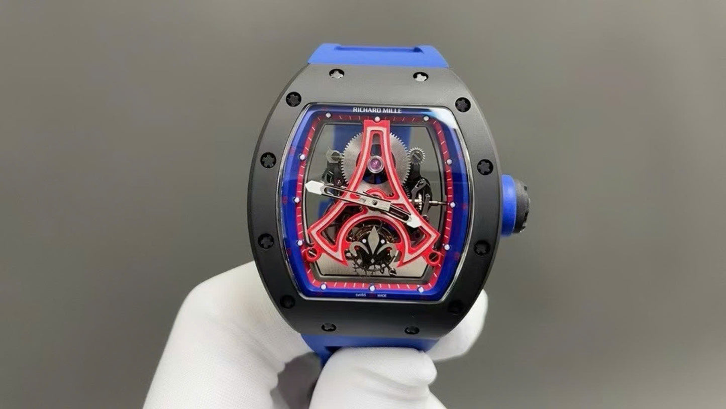 Richard Mille Clone Watch RM52-03 Paris Saint-Germain Tourbillon Ceramic Black 40x48mm