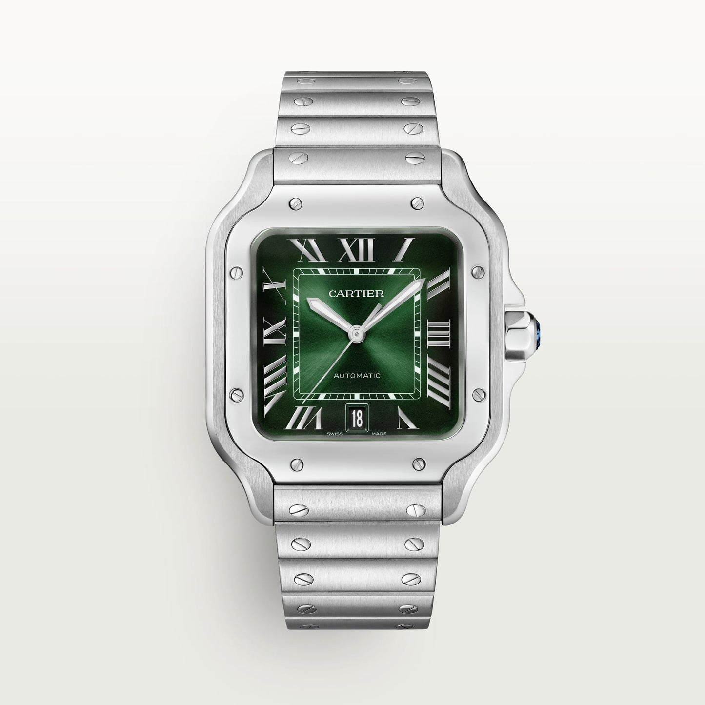 Fake Cartier Watch Santos de Cartier Large Stainless Steel Green Dial WSSA0062 BVF(1:1 replica)