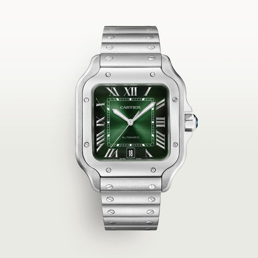 Fake Cartier Watch Santos de Cartier Large Stainless Steel Green Dial WSSA0062 BVF(1:1 replica)