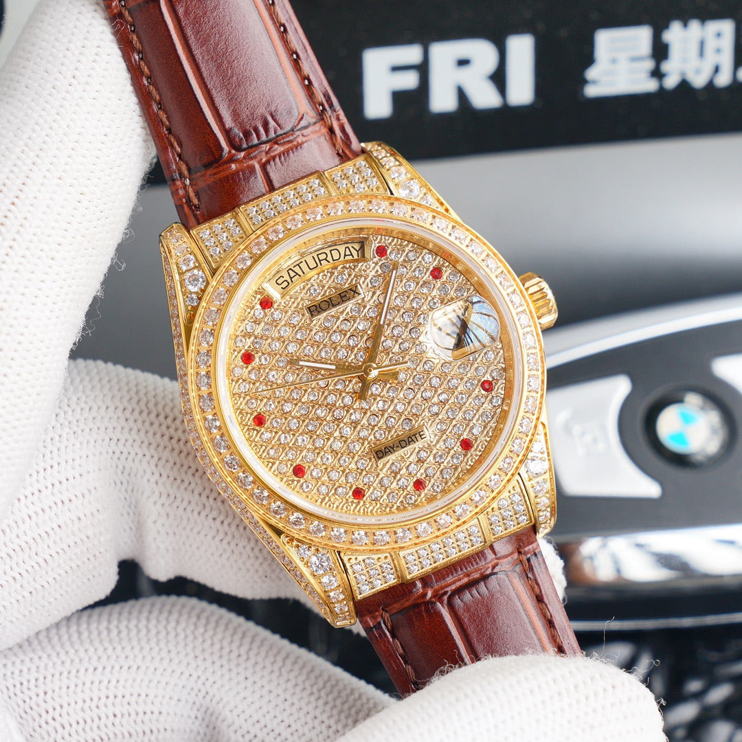 Rolex new full-diamond logotype - full diamonds with classic lettering - official size 36mm(1:1 replica)