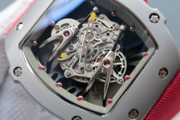 Replica Richard Mille RM027 SS Skeleton Dial Gray Inner Bezel Red Nylon Strap 6T51