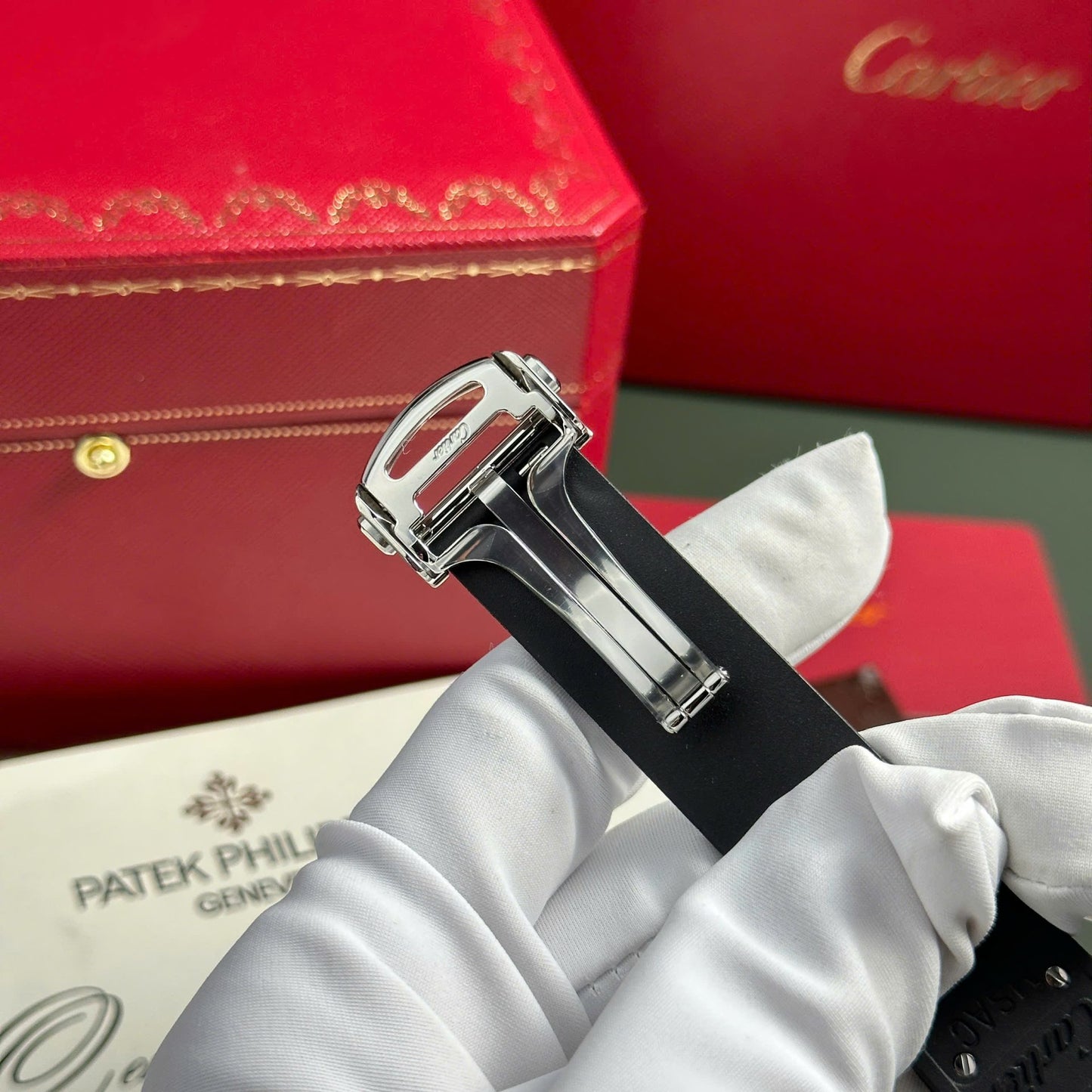 Cartier Santos Black Replica 11 Watch Rubber Strap BV Factory 39.8mm