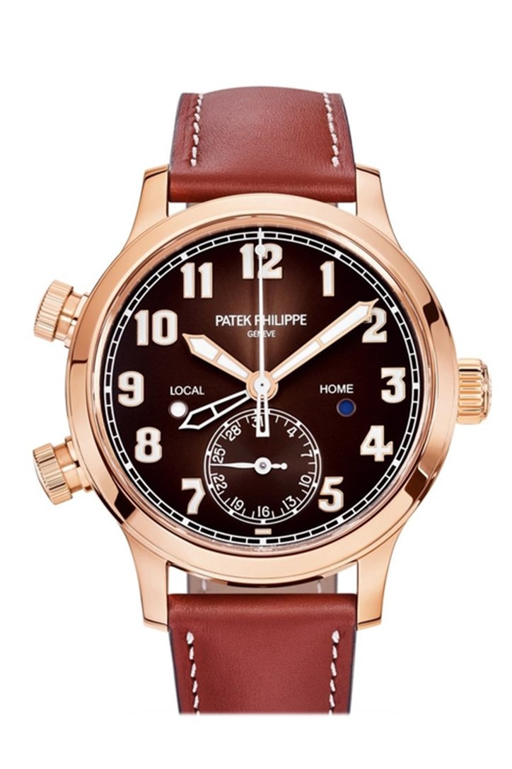 Patek Philippe Complications Calatrava Pilot Travel Time Brown Sunburst Dial Automatic Ladies Watch 7234R-001(1:1 replica)