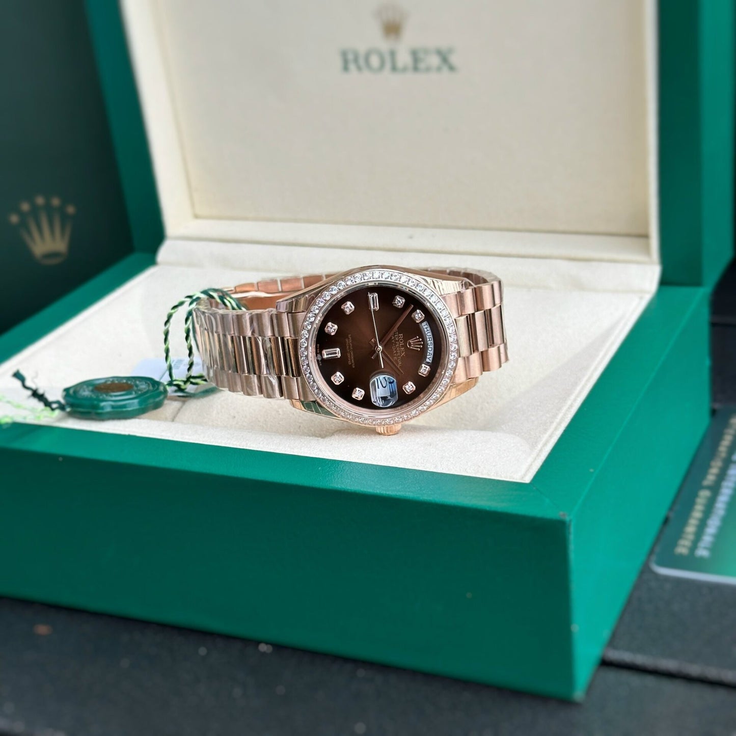 Rolex Day-Date Fake Watch Dial Chocolate EW Factory 36mm