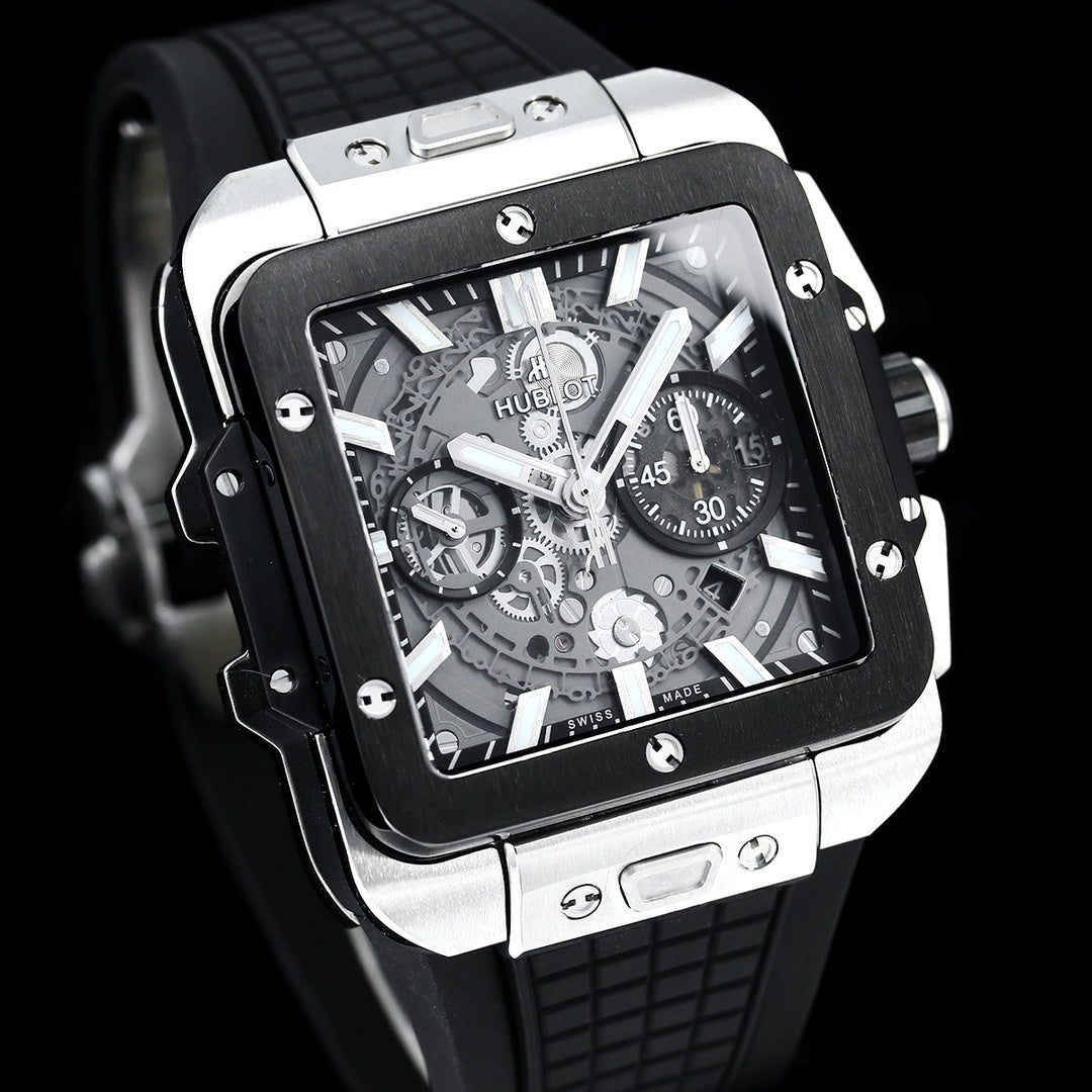 Hublot Big Bang, Square Bang Unico 42mm Textured Rubber Strap(1:1 replica)